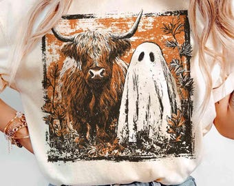 Highland Cow Ghost PNG: Spooky Fall Design (Digital Download, PDF Included)