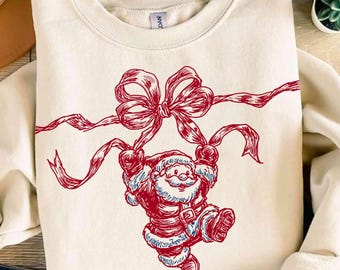 Vintage Christmas Santa Png, Christmas Png, Santa Coquette Png, Christmas Design, Cute Tshirt Funny Christmas Sublimation Retro Santa Png