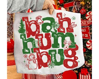 Bah humbug Retro Christmas Humor PNG Funny Xmas Distressed Varsity Design, Adult Christmas T-Shirt Design, Trendy Viral Holiday Sublimation