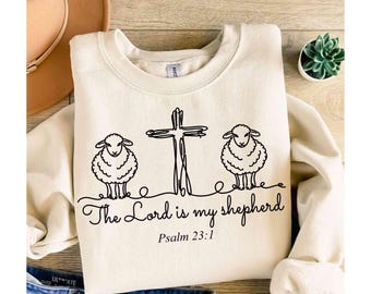 The Lord Is My Shepherd PNG, Bible Verse Png, Christian Faith, Easter, Psalm 23 Png,  Minimalist shirt, Religious Png, Jesus Digital File
