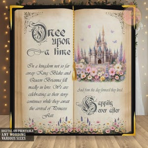 Es war einmal Kulisse für Babyparty Wildblumen Dekoration Märchen Märchenbuch Photobooth Königliches Mittelalter Erster Geburtstag Vintage Schloss
