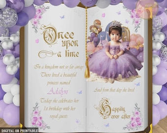 Personalized Once Upon a Time Backdrop, Princess Birthday Party, Little Princess Baby Shower, Fairytale Birthday, Story Book Photo Backdrop
