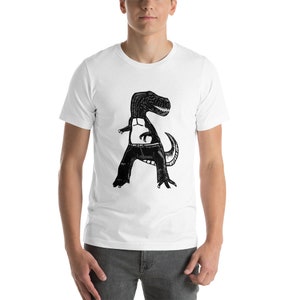 Pants Dinosaur LInocut silkscreen Short-Sleeve Unisex T-Shirt