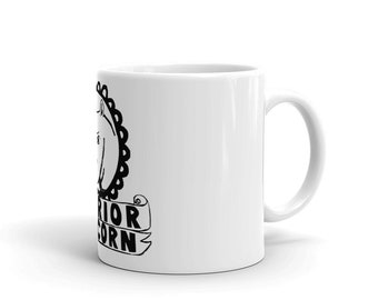 Warrior Unicorn White glossy mug