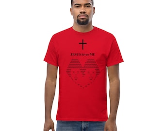 Jesus Loves Me Men's Tee: Share Faith in Style. Comfortable, Classic, Inspirational Shirt. Perfect for Church Outings. #FaithFashion