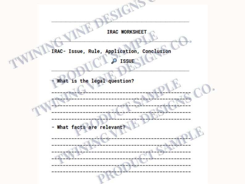 Law School Study Bundle: Case Brief, IRAC Worksheet, Exam Checklist (PDF) image 3