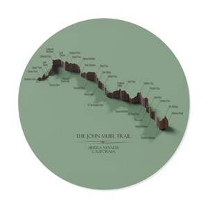 Vinylstickers John Muir-routekaart | Avontuurlijk decor, cadeau voor buitenliefhebbers, wandelaccessoires, stickers natuurliefhebber, milieuvriendelijk,