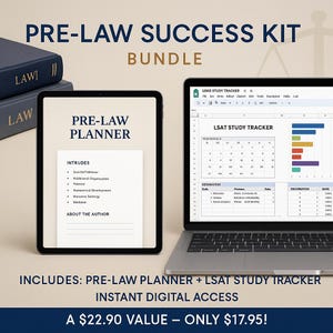 Pre-Law Planner & LSAT Study Tracker Bundle | Law School Application Organizer | Digital Pre-Law Success Kit | Instant Download