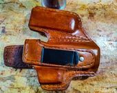 IWB Leather Gun Holster With Magazine Pouch - Custom Hand Molded Full Grain Leather Holster