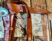 Westerner Fast Draw Leather Gun Belt With Bullet Loops- OWB Open Top Full Grain Leather Western Holster