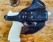 Handcrafted Cross Draw Leather Gun Holster- Custom Molded OWB Leather Holster for Perfect Fit and Security with Steel Thumb Break