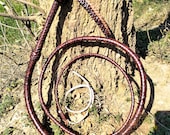 Veg Tanned Goat Leather Bullwhip Brandy Color With White Color , 3ft to 14ft Indiana Jones Styles Professional Quality Bullwhip
