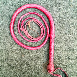 Kangaroo Hide Leather Bullwhip Redish Brown Color, 3ft to 14ft, 12/16 Plait Professional Bullwhip