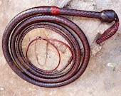 Veg Tanned Goat Leather Bullwhip Brandy Color , 3ft to 14ft Indiana Jones Styles Professional Quality Bullwhip