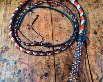 Kangaroo Hide Multi Color Leather Bullwhip, 3ft to 14ft, 12/16 Plait Australian Style Professional Bullwhip