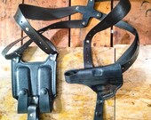 Premium Handcrafted Leather Horizontal Shoulder Holster System with Dual Carry Magazine Pouch - Custom Molded OWB Gun Holster
