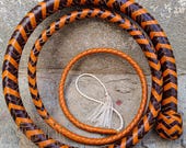 Cowhide Leather Tan/Chocolate Brown Snake Whip, 3ft to 14ft Shot Loaded Professional Snake Whip