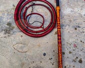 Veg Tanned Goat Leather Stock Whip, 3ft to 14ft, 12 Plait Professional Quality Australian Style Stock Whip With Full Braided Handle