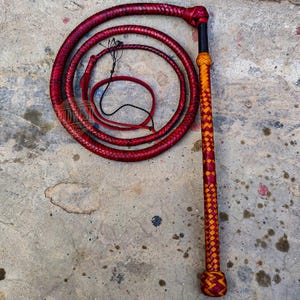 Veg Tanned Goat Leather Stock Whip, 3ft to 14ft, 12 Plait Professional Quality Australian Style Stock Whip With Full Braided Handle
