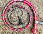 Cowhide Leather Black/Red Snake Whip, 3ft to 14ft Shot Loaded Professional Snake Whip