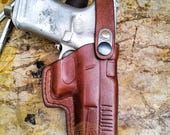 Handcrafted Slim Design OWB Belt Leather Gun Holster - Custom Molded Leather Holster for Perfect Fit with Front Security Strap