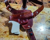 Handcrafted Leather Horizontal Shoulder Holster with Thumb Break - Custom Hand Molded Gun Holster for a Perfect Fit
