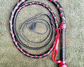 Cowhide Leather Bullwhip Black/Red Color, 3ft to 14ft Professional Quality Bullwhip