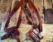 Handcrafted Leather Horizontal Shoulder Holster with Dual Carry Magazine Pouch - Custom Molded Gun Holster with Tie Down Belt Loops