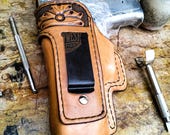 Exclusive Floral Hand Carved Leather Gun Holster- IWB Leather Western Holster with Reinforced Steel Clip