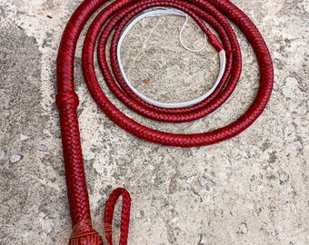 Rindsleder Bullwhip Whisky Farbe mit weißem Herbst, 3 ft bis 14 ft Indiana Jones Style Professional Qualität Bullwhip
