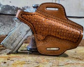 Exclusive Ornament Hand Carved Leather Gun Holster- OWB Leather Western Holster with Reinforced Steel Thumb Break