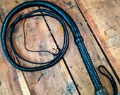 Veg Tanned Goat Leather Black Bullwhip, 3ft to 14ft Professional Quality Indiana Johns Bullwhip