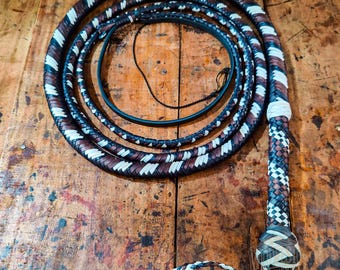 Kangaroo Hide Multi Color Leather Bullwhip, 3ft to 14ft, 12/16 Plait Australian Style Professional Bullwhip