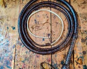 Veg Tanned Goat Leather Bullwhip Brandy Color With White Fall , 3ft to 14ft Indiana Jones Styles Professional Quality Bullwhip