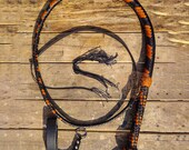 Kangaroo Hide Leather Bullwhip Black Ad Tan Color, 3ft to 14ft, 12/16 Plait Professional Bullwhip