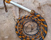 Blank And Tan Kangaroo Hide Leather Bullwhip, 3ft to 14ft, 12/16 Plait Professional Bullwhip
