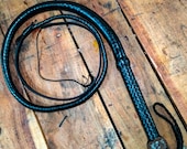 Kangaroo Hide Leather Bullwhip Black Color, 3ft to 14ft, 12/16 Plait Indiana Johns Professional Bullwhip