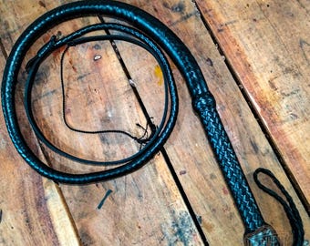Känguru Leder Bullwhip Schwarze Farbe, 3 ft bis 14 ft, 12/16 Plait Indiana Johns Professional Bullwhip