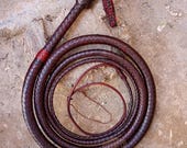 Kangaroo Hide Leather Bullwhip Brandy Color, 3ft to 14ft, 12/16 Plait Professional Indiana Jones Styles Bullwhip