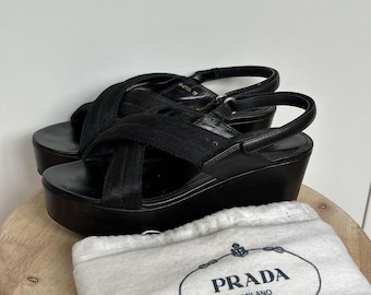 Sandały na koturnie Prada Vintage Y2K