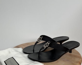 Gucci interlocking GG mules / thongs with heels including dustbag