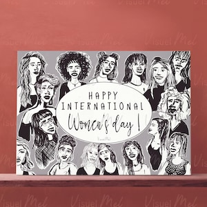 Happy International Women's Day - Affiche /Carte digitale - Noir et Blanc N&B Grey