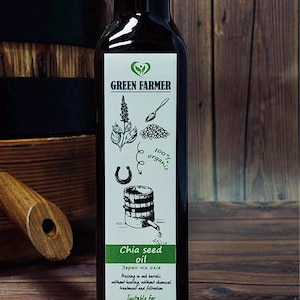 Olio di semi di chia. L&#39;olio di semi di chia spremuto a freddo è una potente fonte vegetale di omega-3, antiossidanti e nutrienti essenziali.