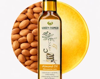 Almond Oil. This 100% cold-pressed almond oil is rich in essential vitamins, offering a gentle nutty taste and powerful nourishment.