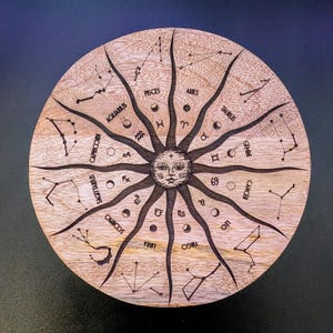 Zodiac Wheel Mini Wood Altar Table/Board