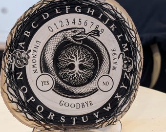 Ouroboros Tree of Life Spirit Tool • Live Edge Empress Wood Ouija • Laser Engraved