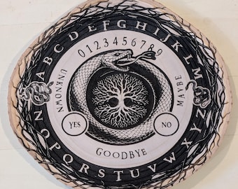 Ouroboros Tree of Life Spirit Tool • Live Edge Empress Wood Ouija • Laser Engraved (2)