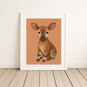 Baby Okapi Nursery Wall Art Cute Baby Animal Print Gender Neutral Jungle Safari Nursery Decor Printable Kids Room Art Woodland Creature Boho
