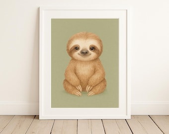 Baby Sloth Nursery Wall Art Cute Baby Animal Print Gender Neutral Jungle Safari Nursery Decor Printable Kids Room Art Woodland Home Boho