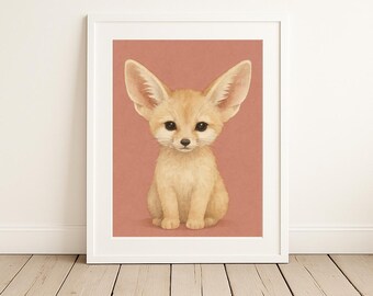 Baby Fennek Fuchs Kinderzimmer Wand Kunst niedlichen Baby Animal Print Gender Neutral Dschungel Safari Kinderzimmer Dekor druckbare Kinderzimmer Kunst Woodland Boho